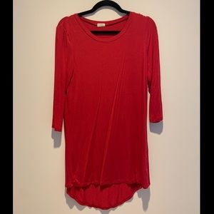 Red T-Shirt Long Sleeve Dress